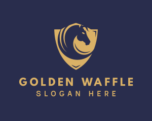 Golden Shield Horse logo design