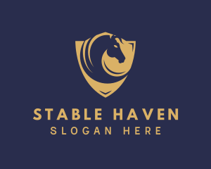 Golden Shield Horse logo design