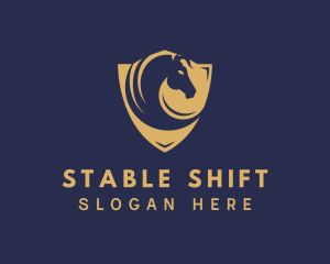 Golden Shield Horse logo design