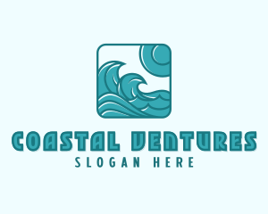 Ocean Wave Surfing logo design