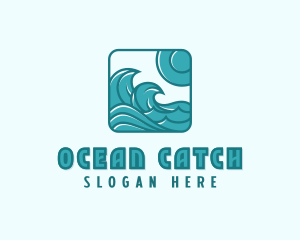 Ocean Wave Surfing logo design