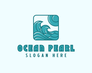 Ocean Wave Surfing logo design