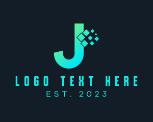 Gradient Pixel Letter J logo