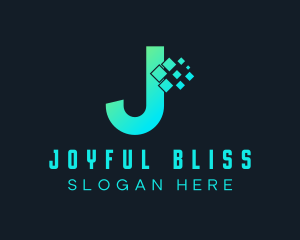 Gradient Pixel Letter J Logo