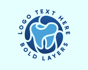 Blue Dental Tooth logo design