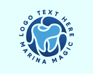 Blue Dental Tooth logo design