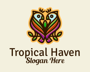 Colorful Tropical Parrot Birds logo design