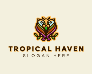 Colorful Tropical Parrot Birds logo design