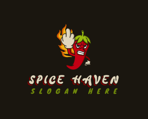 Chili Pepper Middle Finger logo design