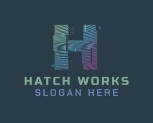 Modern Glitch Letter H logo design