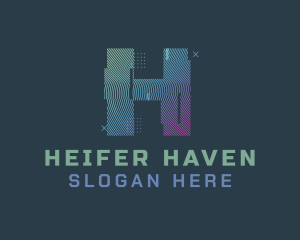 Modern Glitch Letter H logo design