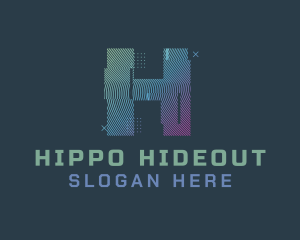 Modern Glitch Letter H logo design