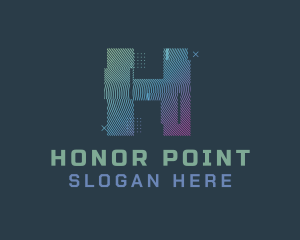 Modern Glitch Letter H logo design