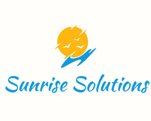 Sun Beach Bird logo design