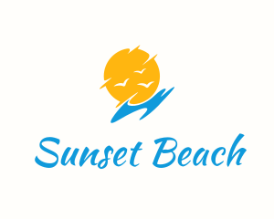 Sun Beach Bird logo design