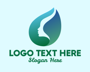 Water Drop Leaf & Face logo