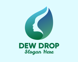 Water Drop Leaf & Face logo design