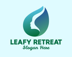 Water Drop Leaf & Face logo design