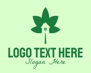 Green Cannabis Leaf House  logo