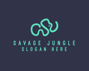 Wildlife Elephant Doodle logo design