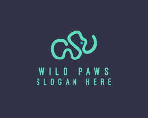 Wildlife Elephant Doodle logo design