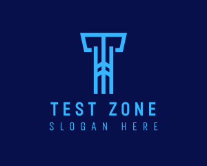 Blue Cyber Letter T logo design