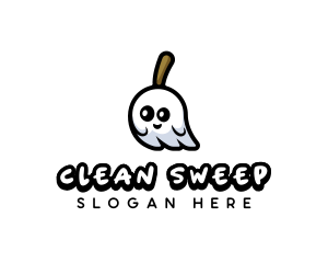 Ghost Broom Clean logo design