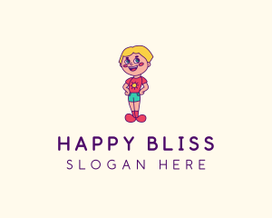 Cute Happy Kid  logo design