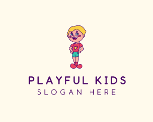 Cute Happy Kid  logo design