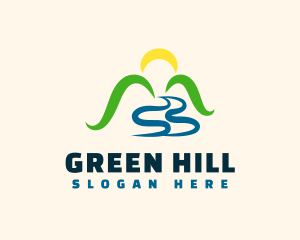 Abstract Hill River Sunset logo