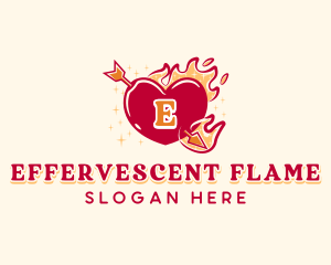 Flame Heart Arrow logo design