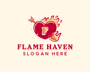 Flame Heart Arrow logo design