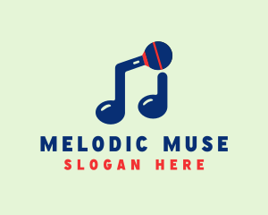 Blue Musical Microphone logo design