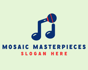 Blue Musical Microphone logo design