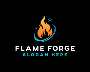 Flame Snowflake Ventilation logo design