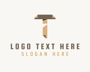 Paper Fold Document Letter T logo