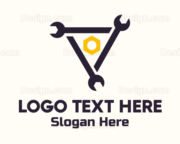 Wrench Mechanic Triangle Logo