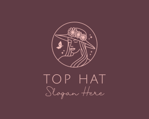 Lady Hat Butterfly logo design