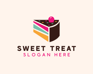 Cherry Cake Dessert logo design