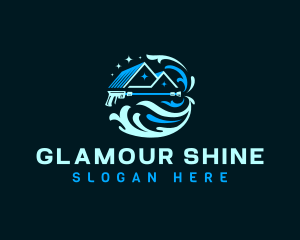 Pressure Wash Roof Shine logo design