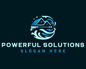 Pressure Wash Roof Shine logo design