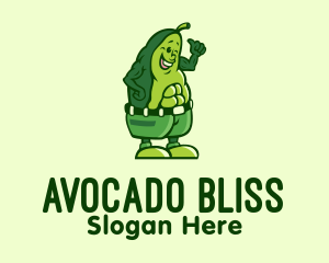 Muscular Healthy Avocado  logo design