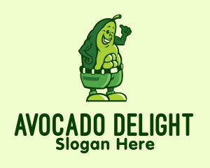 Muscular Healthy Avocado  logo design