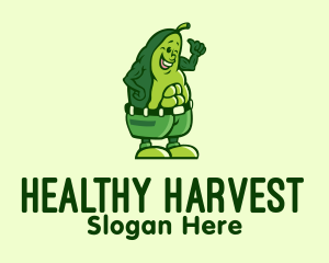 Muscular Healthy Avocado  logo design