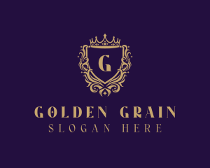 Golden Royalty Shield logo design