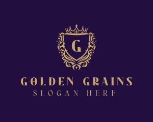 Golden Royalty Shield logo design