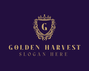 Golden Royalty Shield logo design