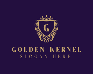 Golden Royalty Shield logo design