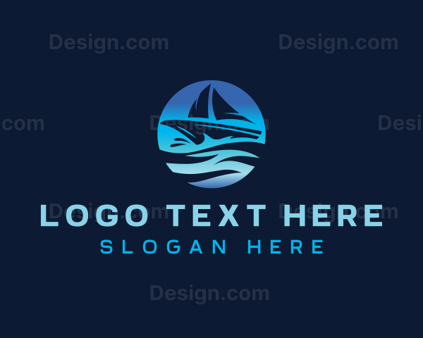 Ocean Boat Sailing Logo