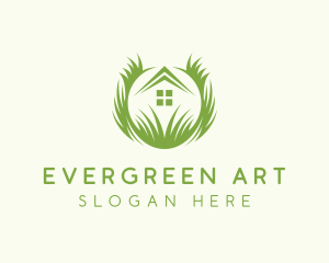 House Lawn Grass logo design